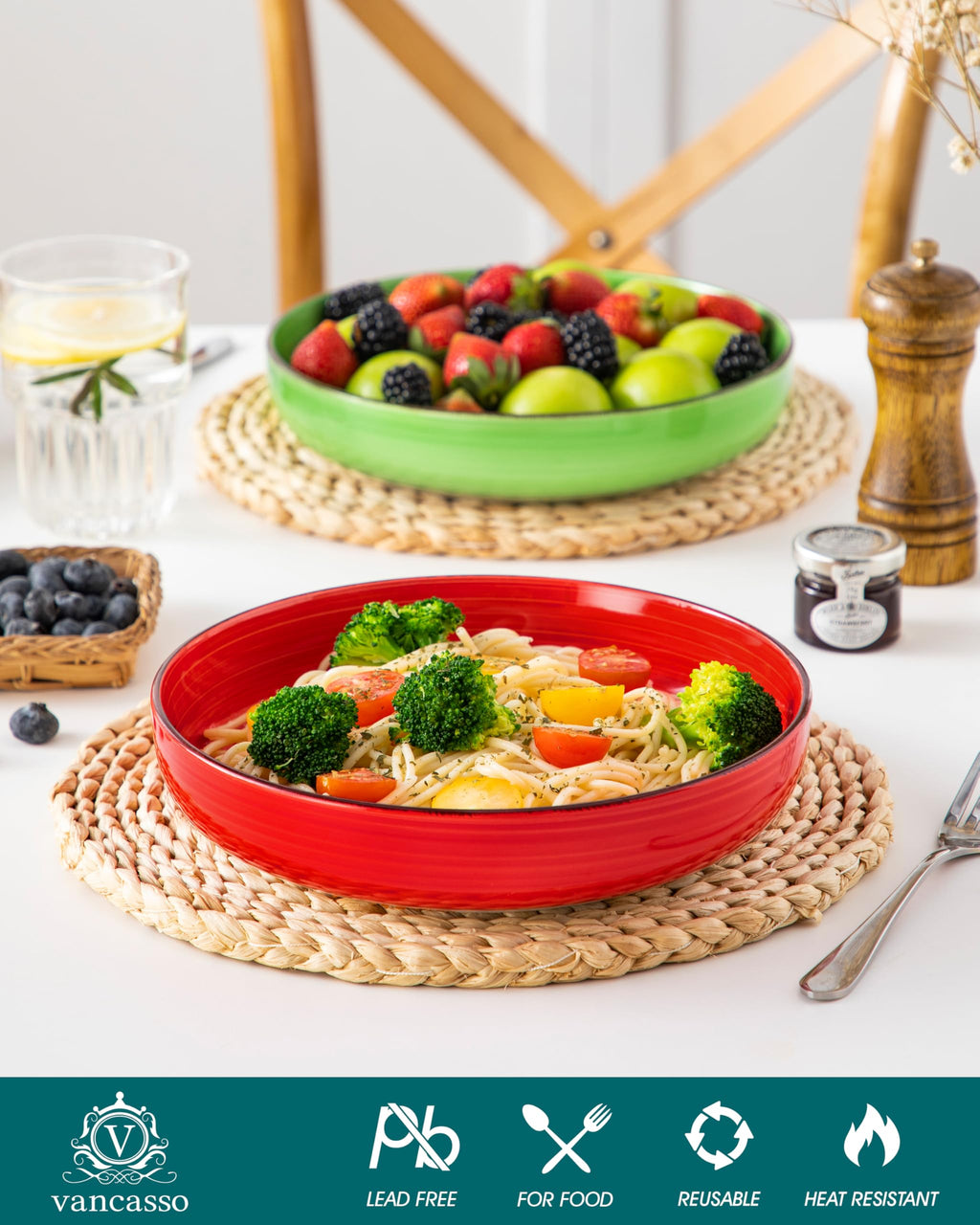 46 oz Ceramic Pasta Bowls Set of 4 J64910
