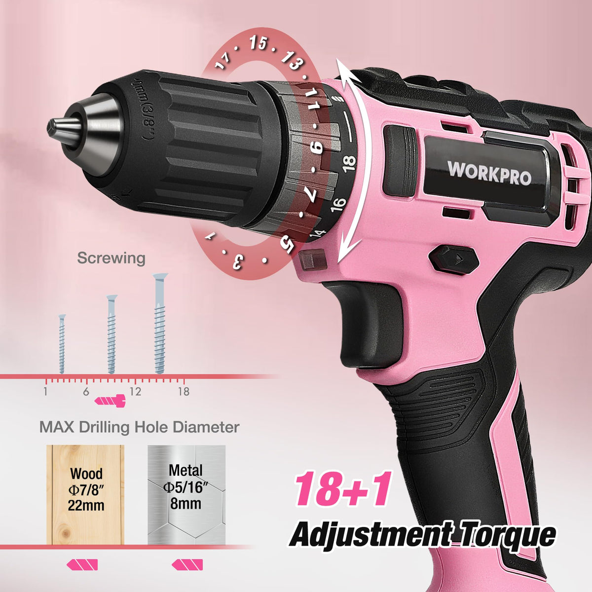 Pink Cordless Drill and 141-Piece Home Tool Kit E500096