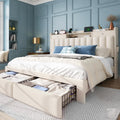 Queen Bed Frame with Storage Headboard & 4 Drawers O1963