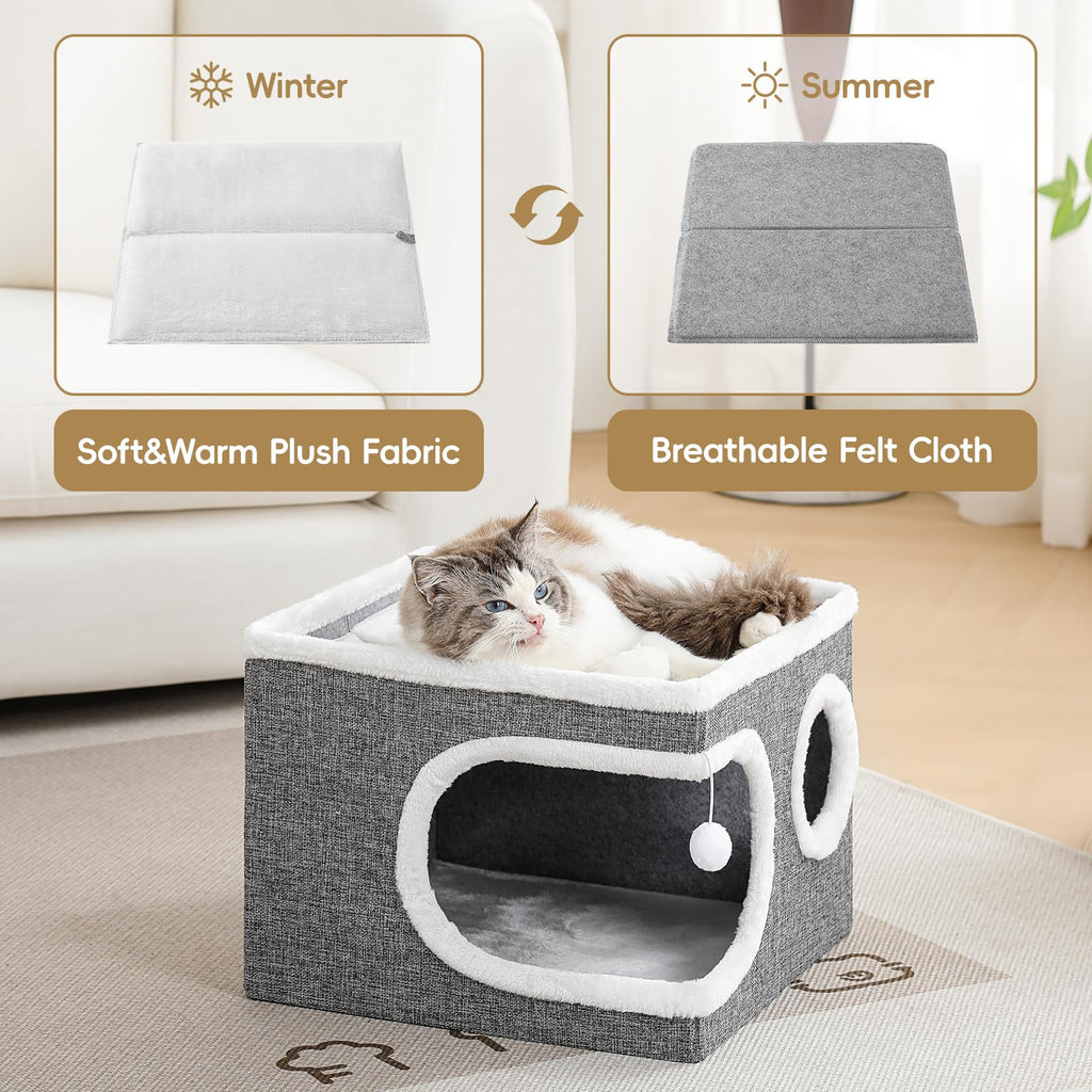 Large Covered Cat Bed Cave, Grey, 16in U315