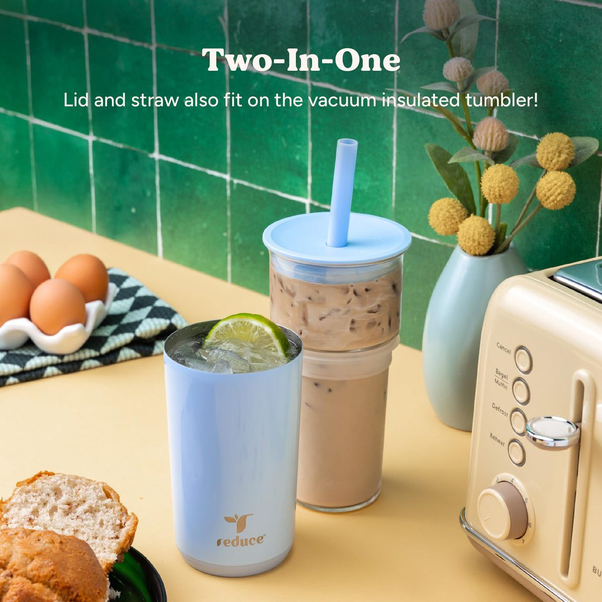 20oz Vacuum Insulated Glass Tumbler with Straw & Lid D435