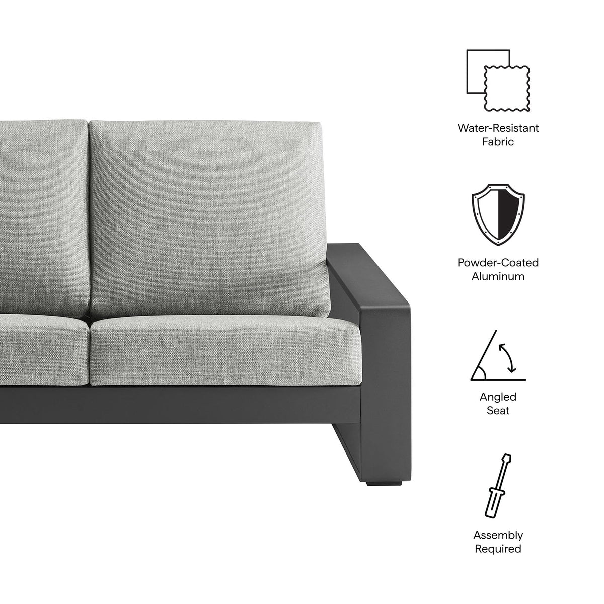 Light Gray Aluminum Outdoor Loveseat with Removable Cushions P7843