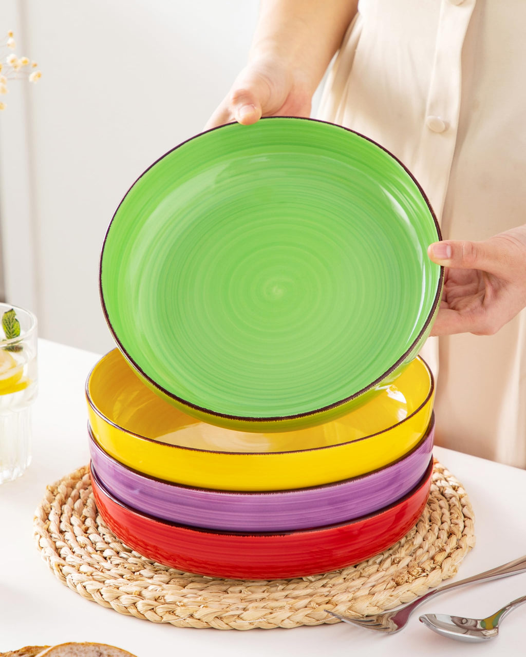 46 oz Ceramic Pasta Bowls Set of 4 J64910