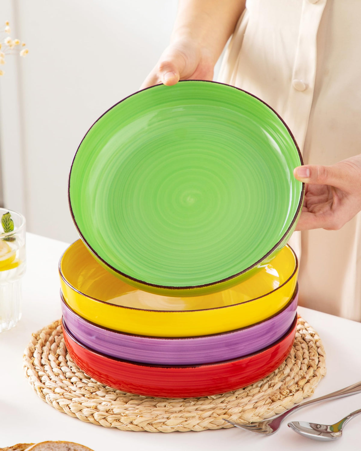 46 oz Ceramic Pasta Bowls Set of 4 J64910