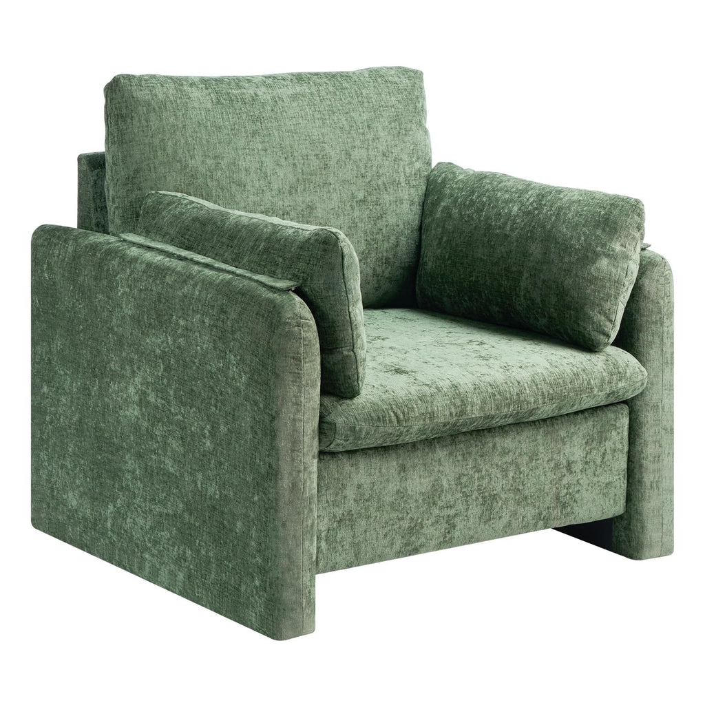 Oversized Green Accent Chair with Padded Arms Q4012