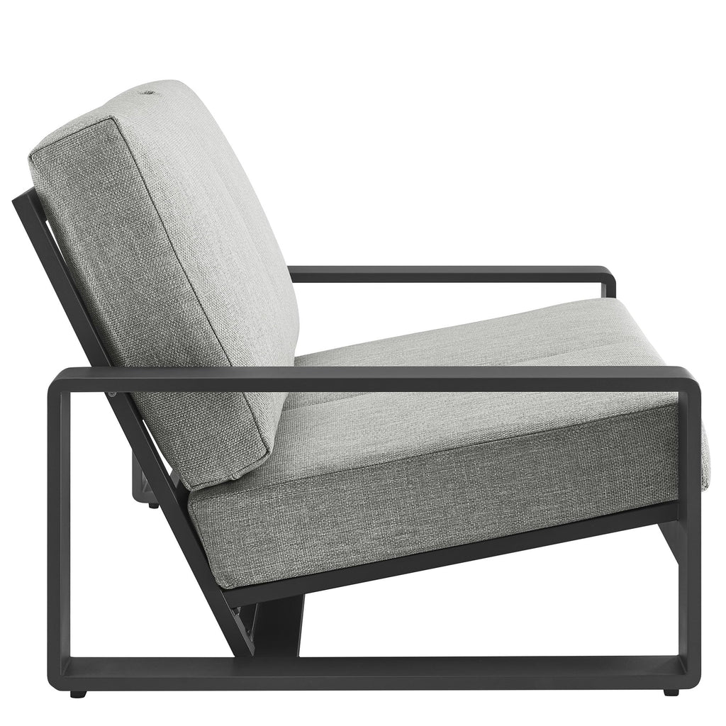 Light Gray Aluminum Outdoor Loveseat with Removable Cushions P7843