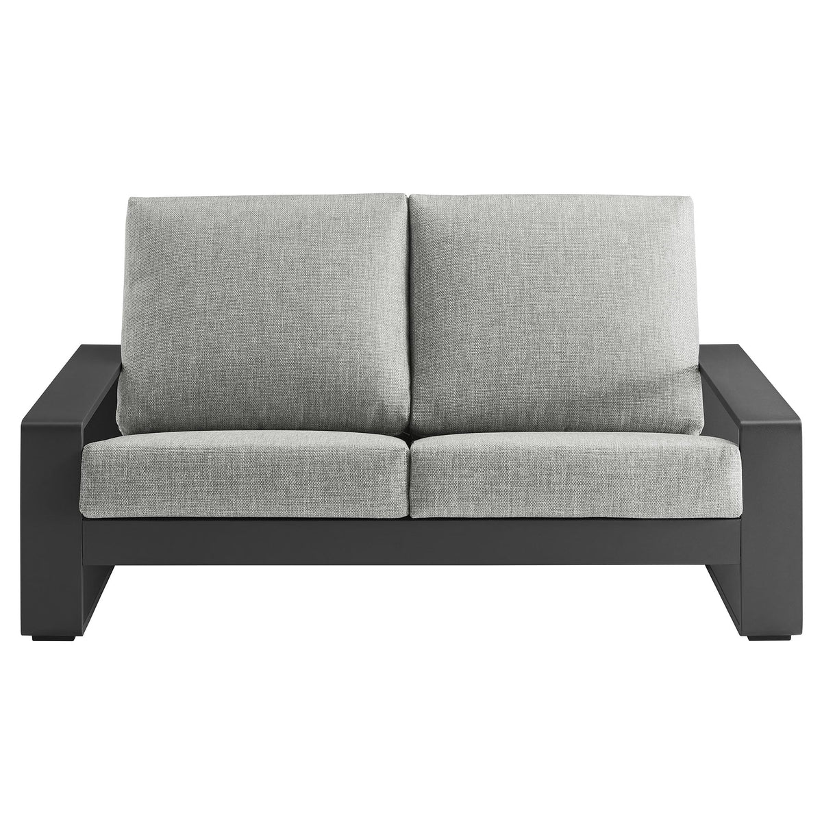 Light Gray Aluminum Outdoor Loveseat with Removable Cushions P7843