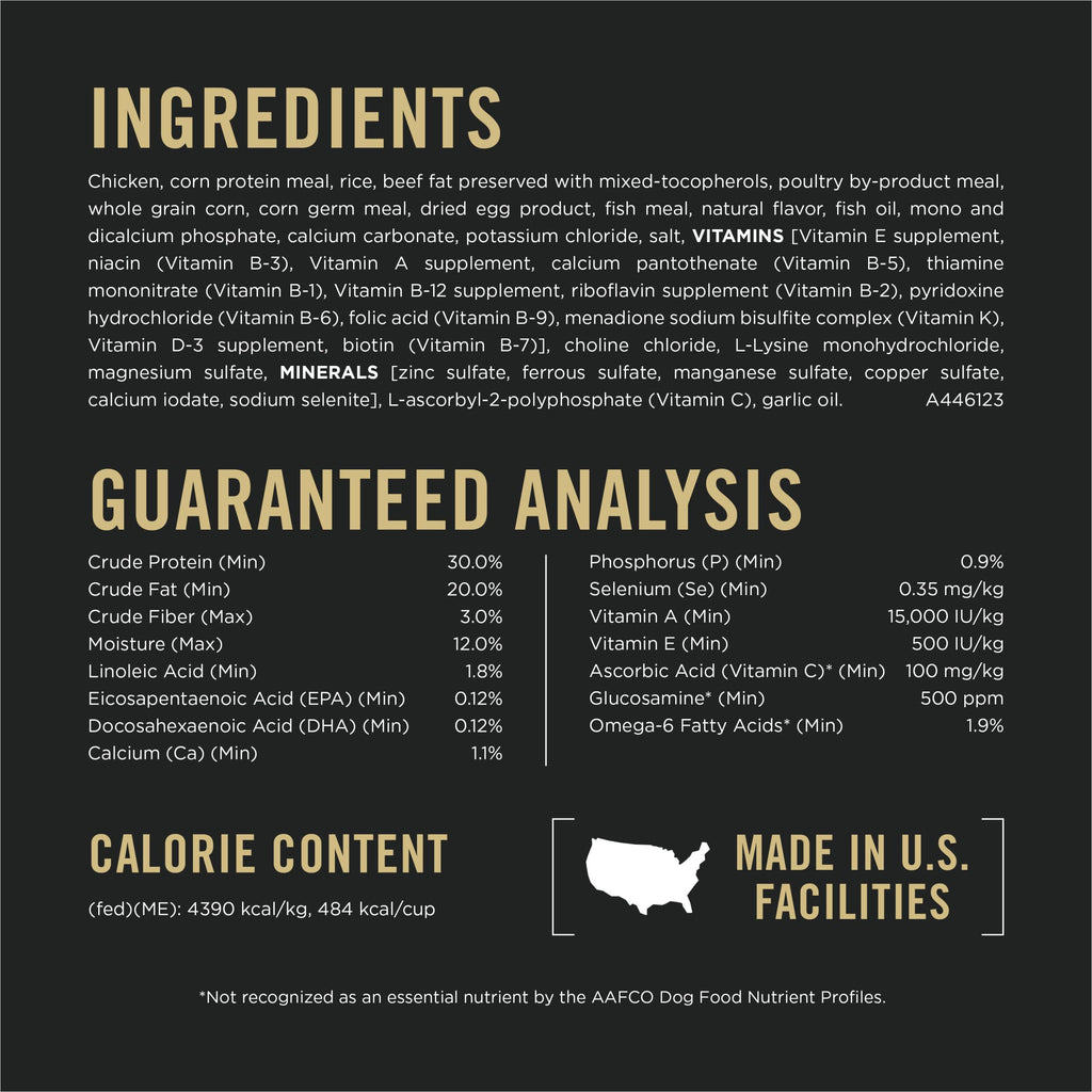 High Protein Dry Dog Food, Chicken, 37.5 lb Bag W220888