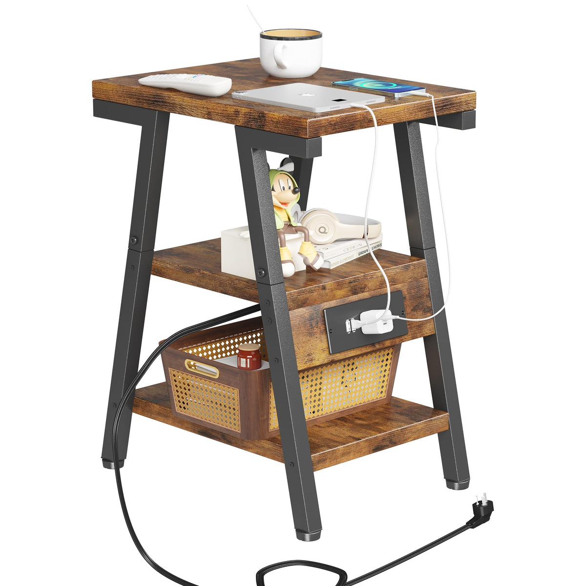 3-Tier Side Table with Charging Station F8834
