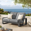 Light Gray Aluminum Outdoor Loveseat with Removable Cushions P7843