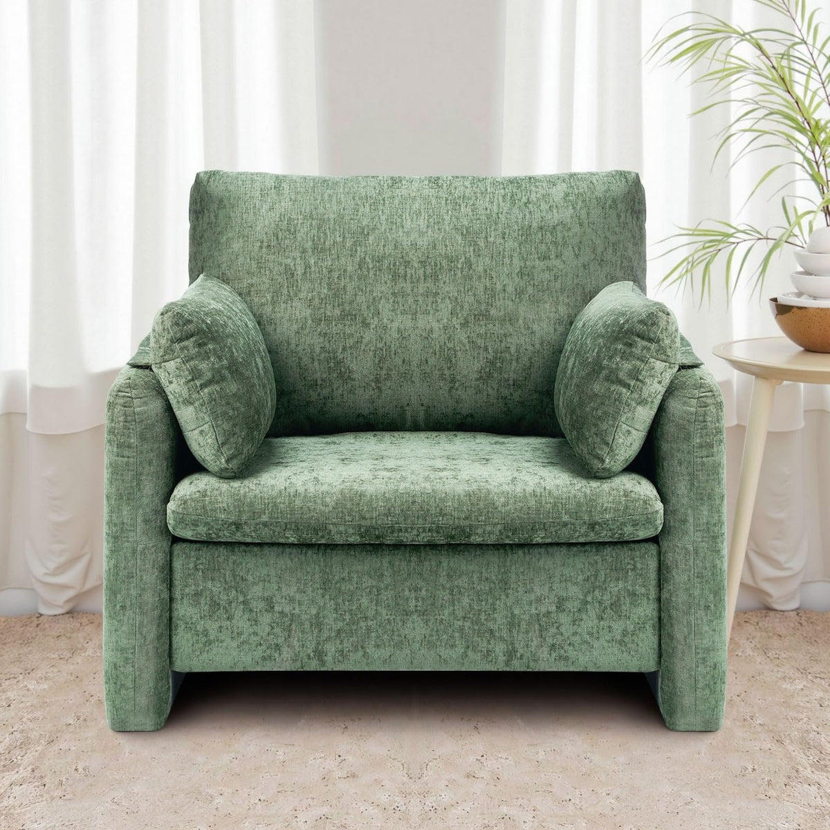 Oversized Green Accent Chair with Padded Arms Q4012