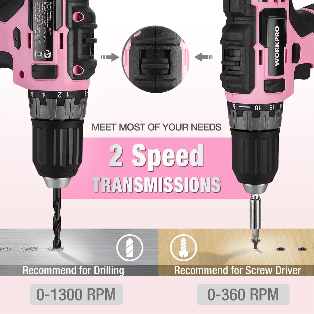 Pink Cordless Drill and 141-Piece Home Tool Kit E500096