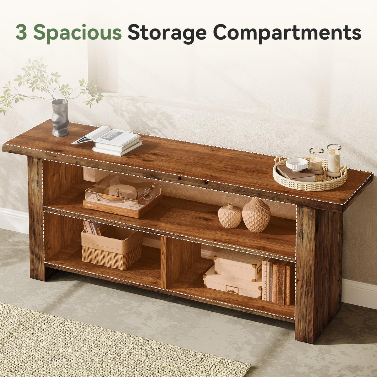 Dark Brown Solid Wood TV Stand D1997