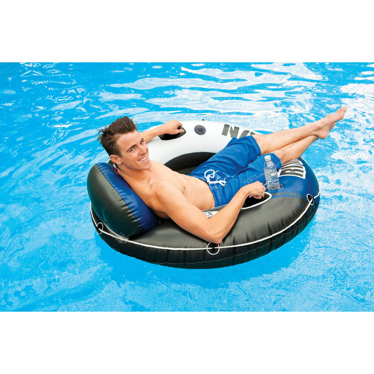 Inflatable Floating Lounge with Built-in Cup Holders F3270