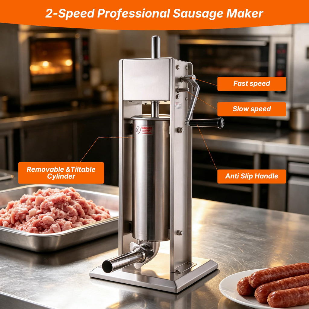Stainless Steel Vertical Sausage Stuffer 15Lb I3932