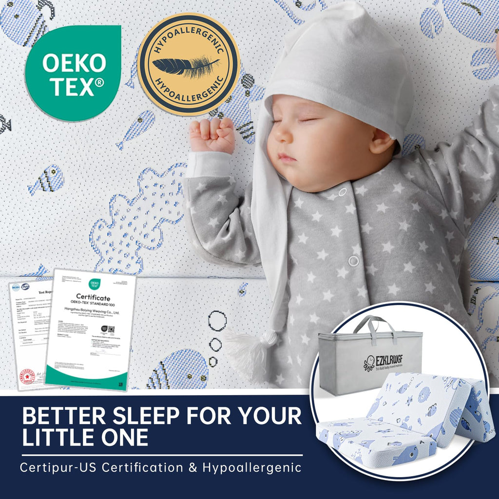 Dual Sided Soft & Firm Memory Foam Trifold Pack and Play Mattress Y69399