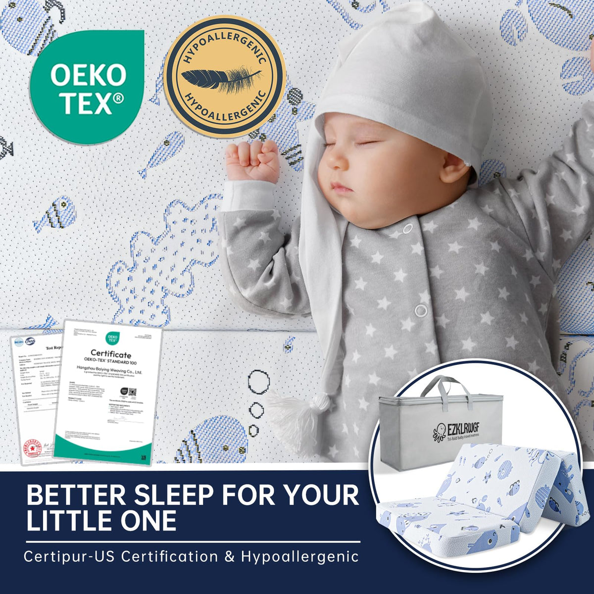 Dual Sided Soft & Firm Memory Foam Trifold Pack and Play Mattress Y69399