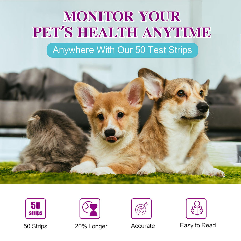 Dog & Cat Urine Test Strips, 4-in-1 Pet Urinalysis Testing Kit Z8358