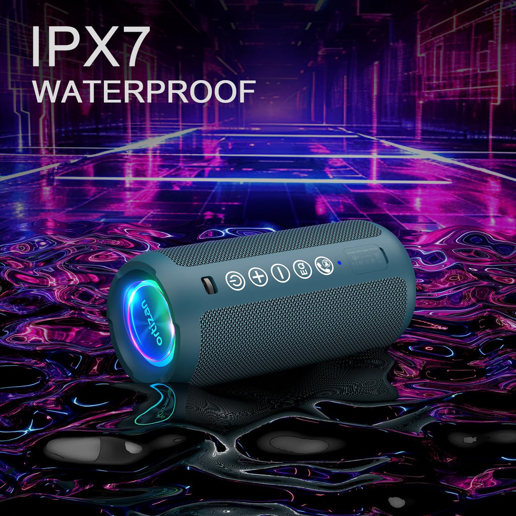 Portable Bluetooth Speaker 2-Pack IPX7 Waterproof 24W Stereo White Midnight Blue I3255