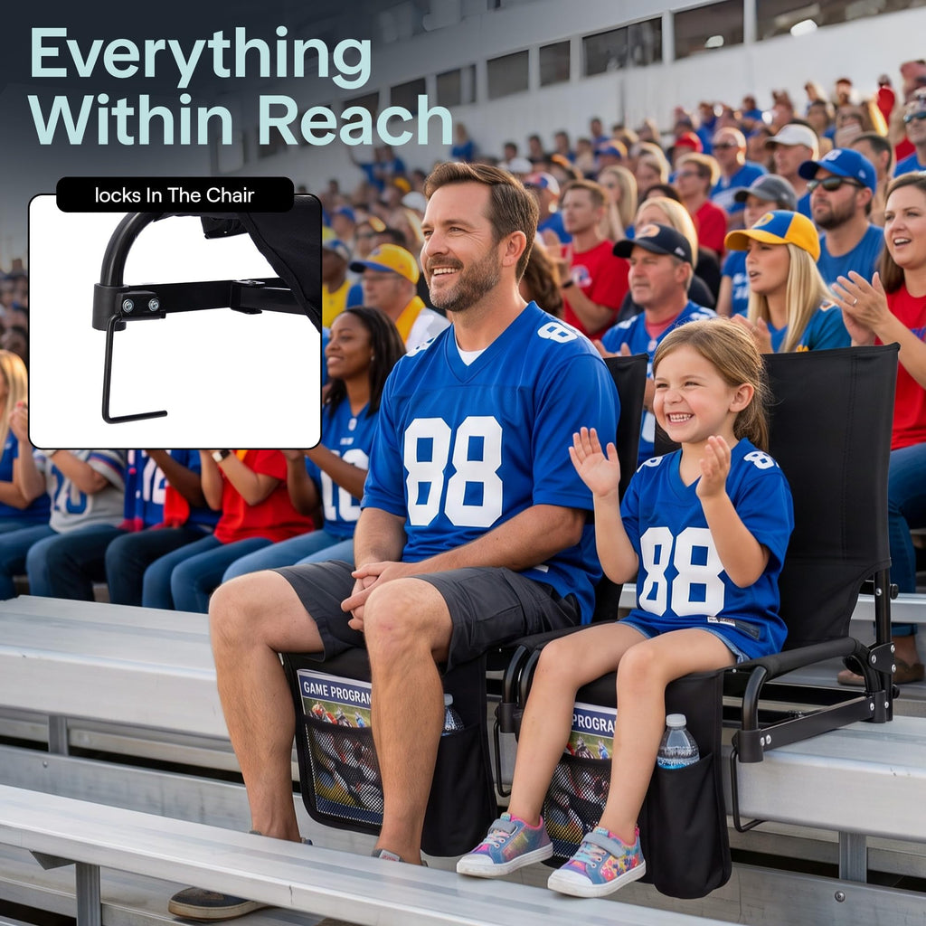2-Pack Padded Folding Stadium Chairs with Back Support and Armrests R3696