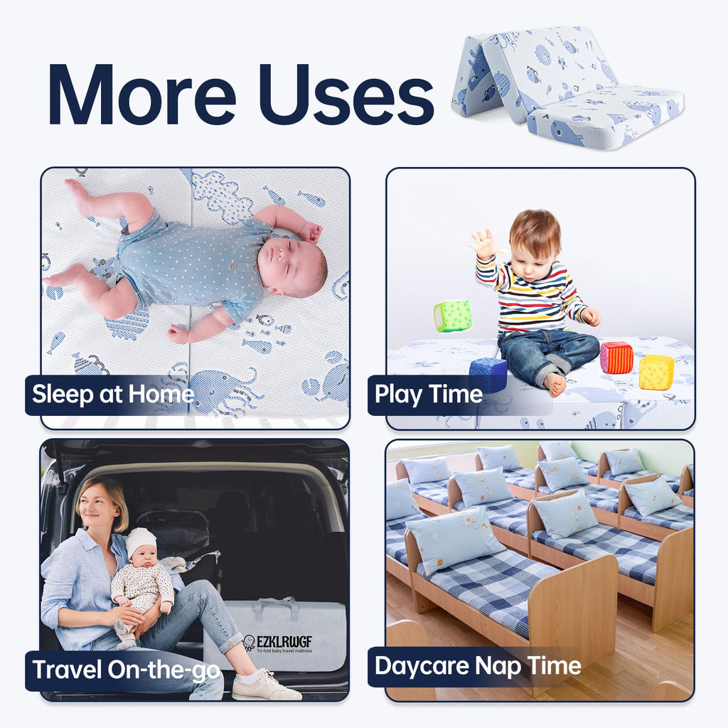 Dual Sided Soft & Firm Memory Foam Trifold Pack and Play Mattress Y69399