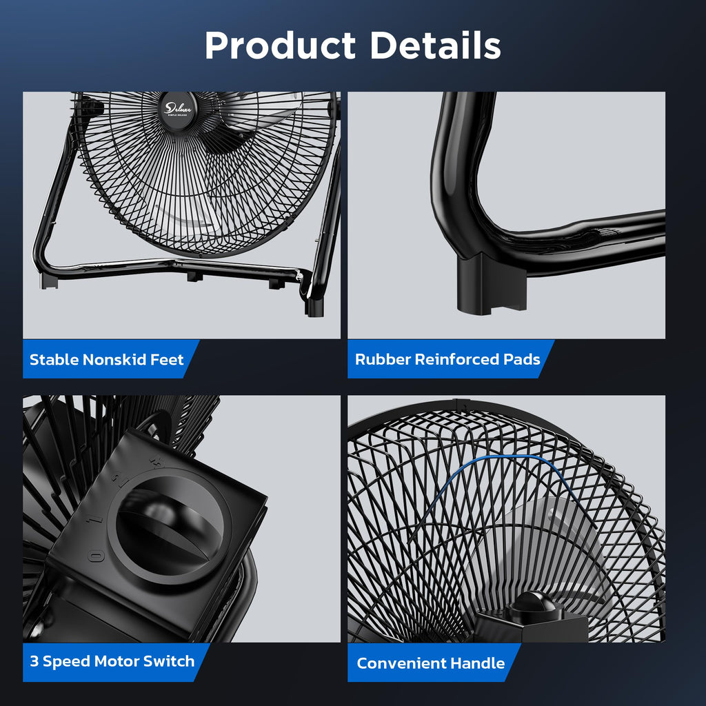 20 Inch 3-Speed High Velocity Metal Floor Fan Q5287