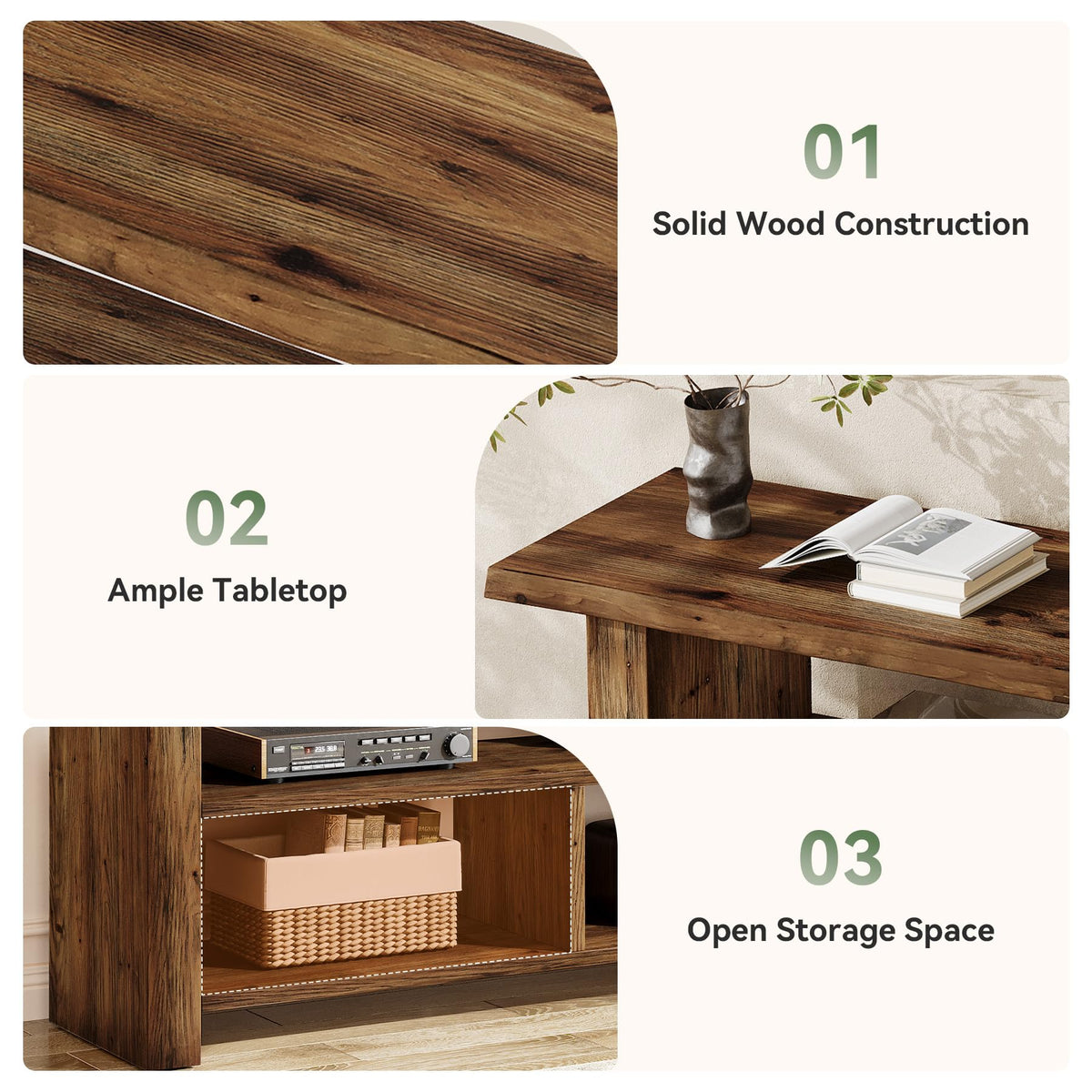 Dark Brown Solid Wood TV Stand D1997
