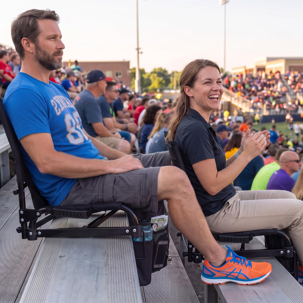 2-Pack Padded Folding Stadium Chairs with Back Support and Armrests R3696