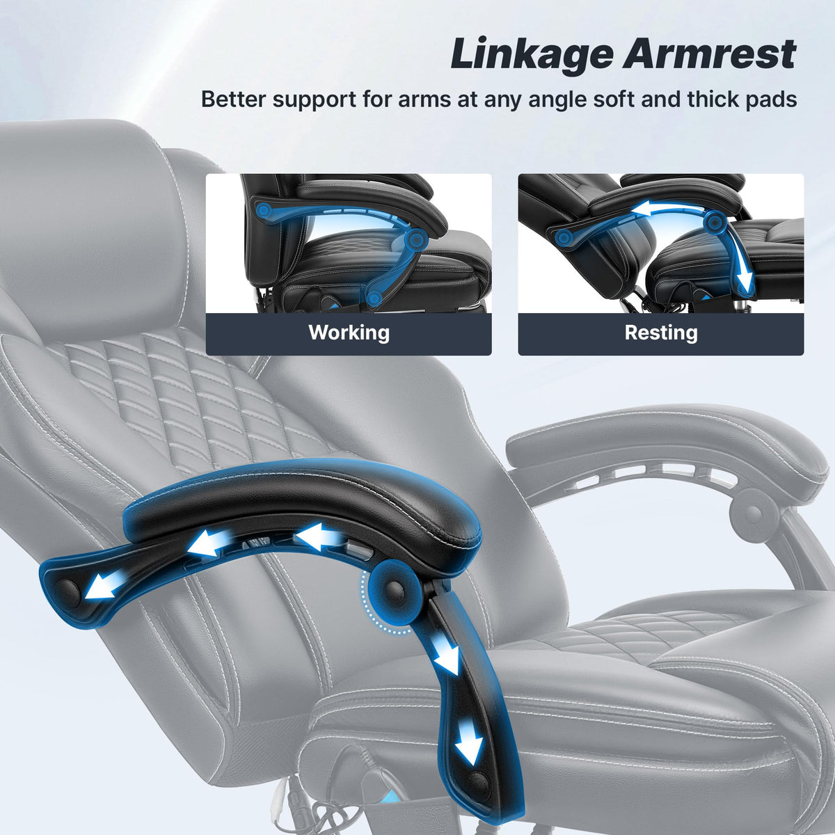 Massage Office Chair with Footrest, Heat and 160° Recline P4267