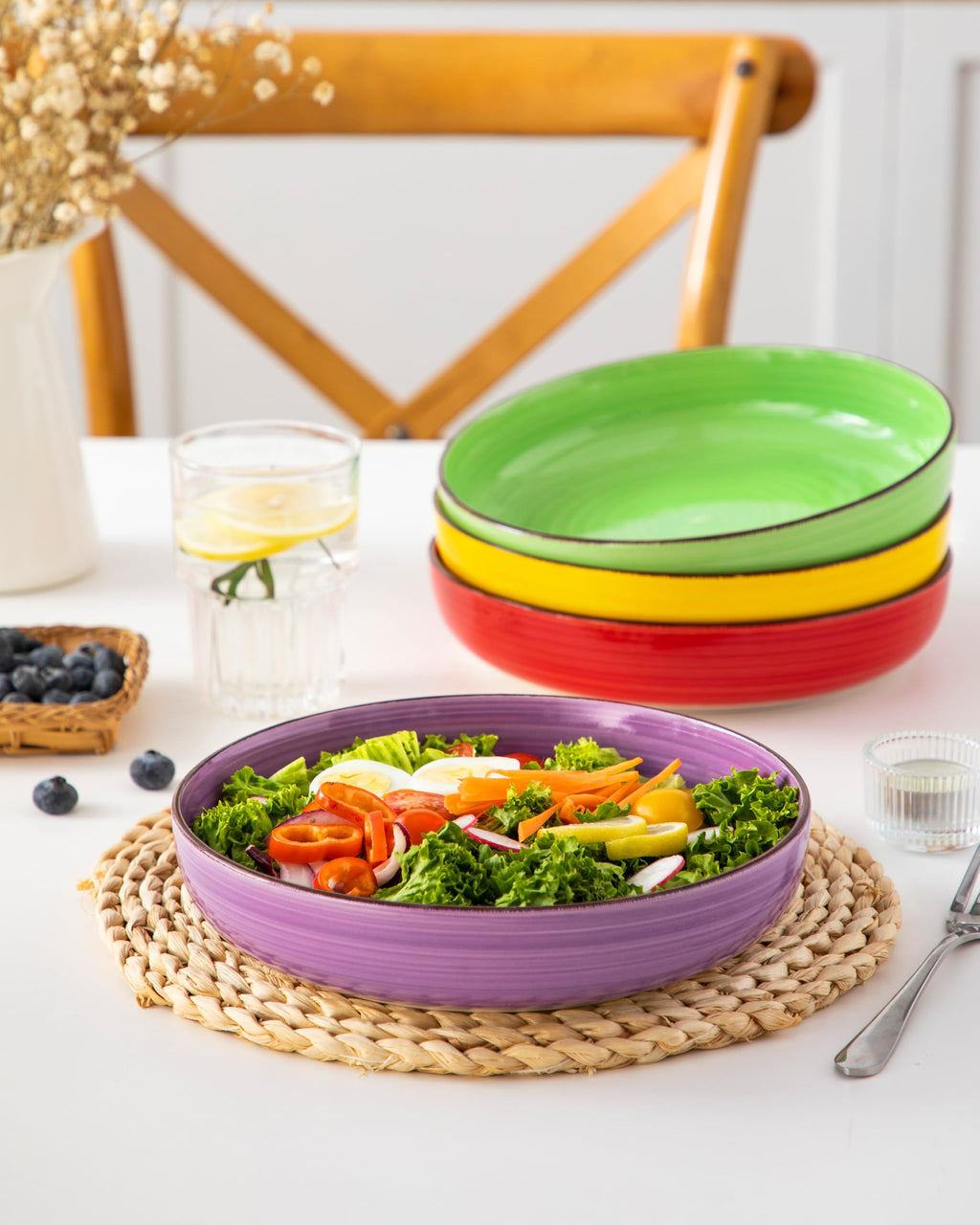 46 oz Ceramic Pasta Bowls Set of 4 J64910