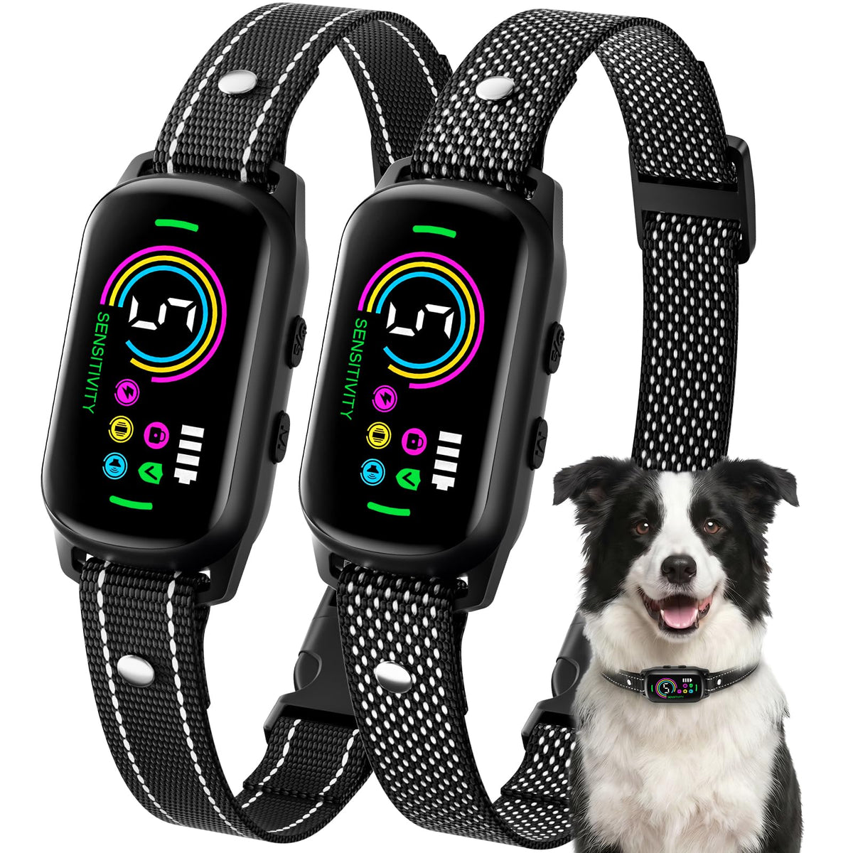 2 Pack Bark Collar with 5 Modes Q235
