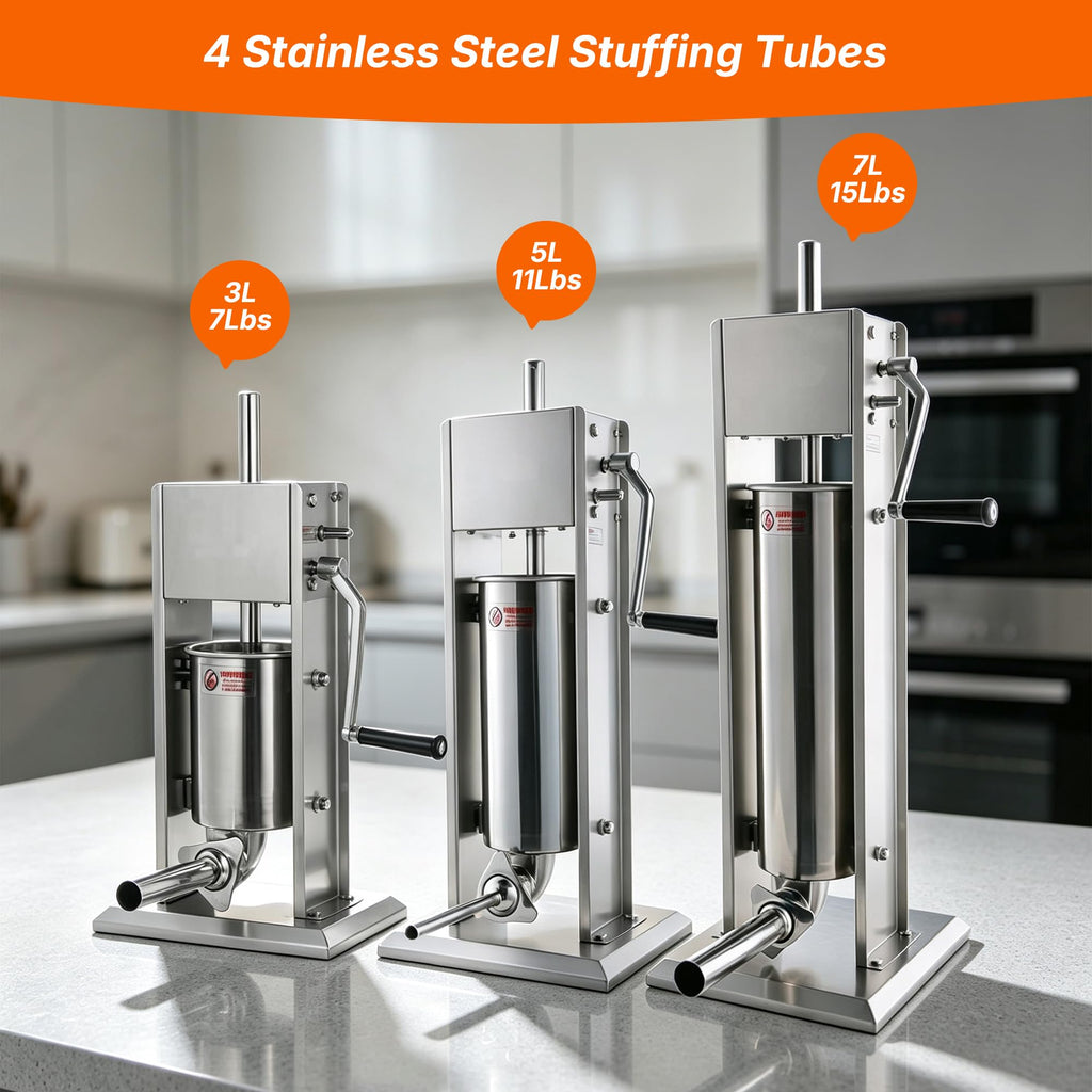 Stainless Steel Vertical Sausage Stuffer 15Lb I3932