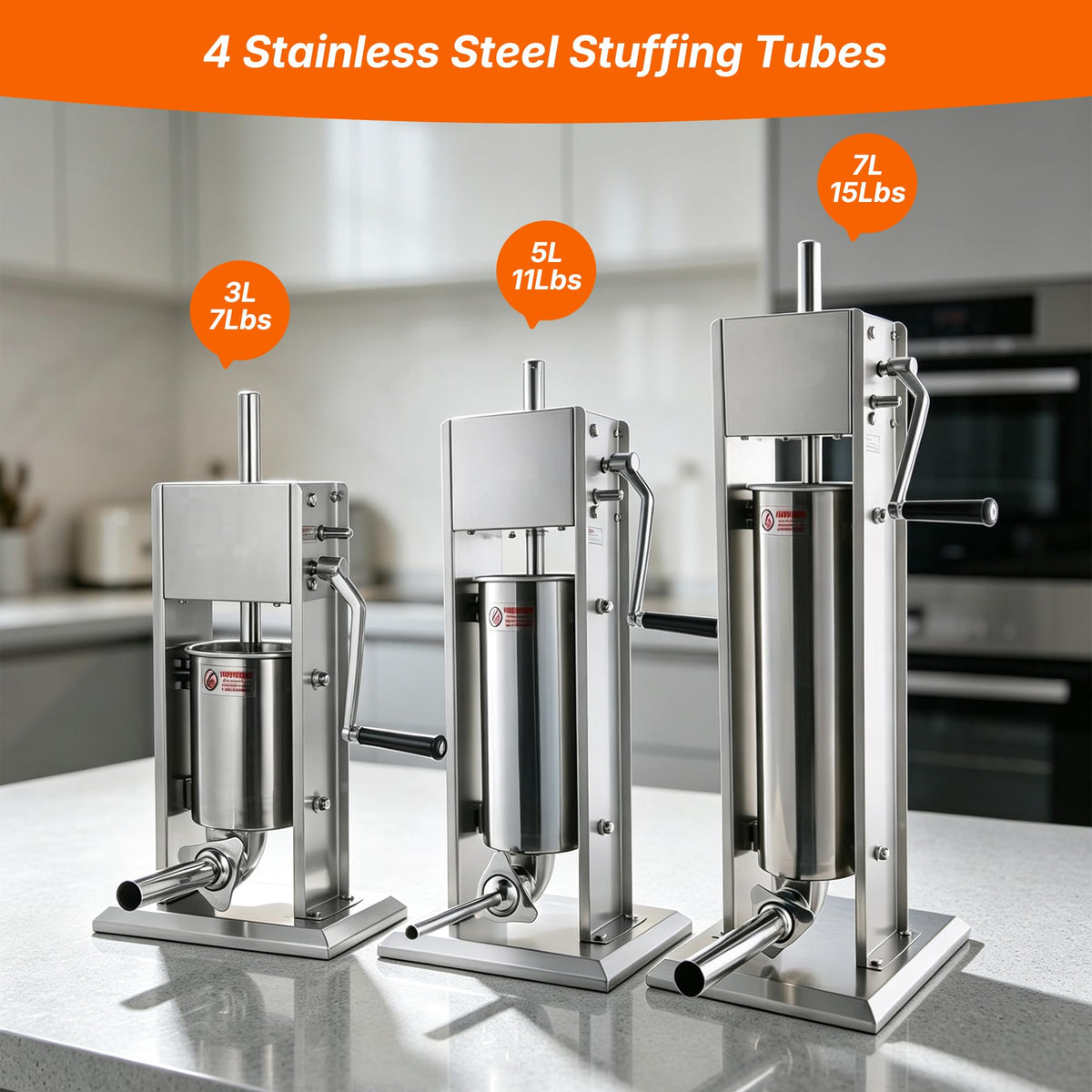 Stainless Steel Vertical Sausage Stuffer 15Lb I3932