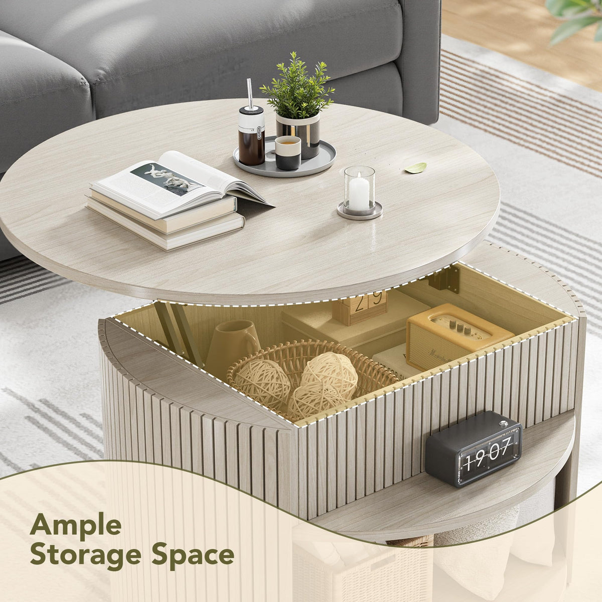 Round Lift Top Coffee Table with Storage Z25091
