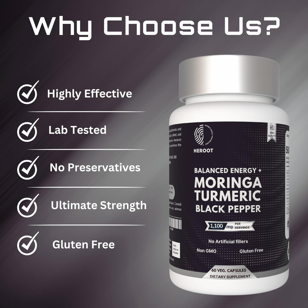 Turmeric with Black Pepper & Moringa 1000 mg, 120 Capsules Q538