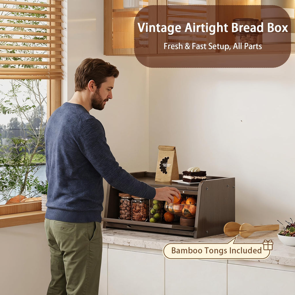 Bamboo Bread Box with Window S4001