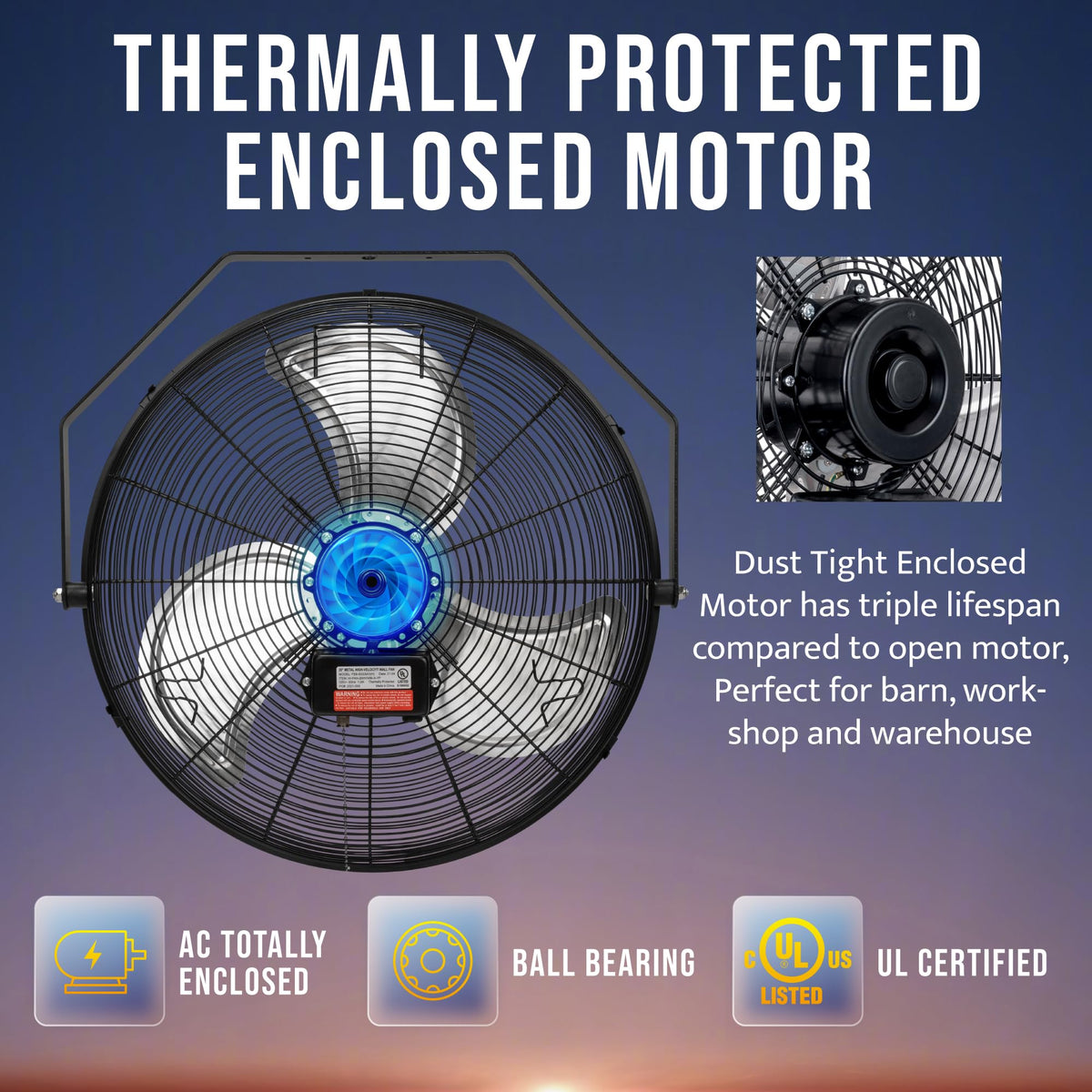20 Inch High Velocity Industrial Wall Fan 3 Speed Y776