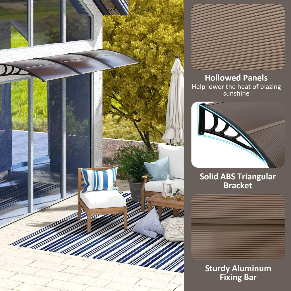 46”x38” UPF 50+ Polycarbonate Window Door Awning T6786