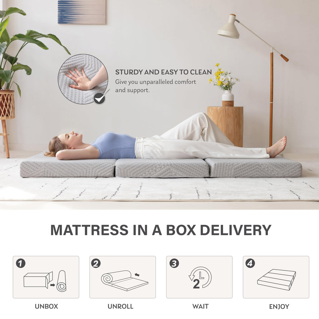 4 Inch Gel Memory Foam Trifold Mattress U575