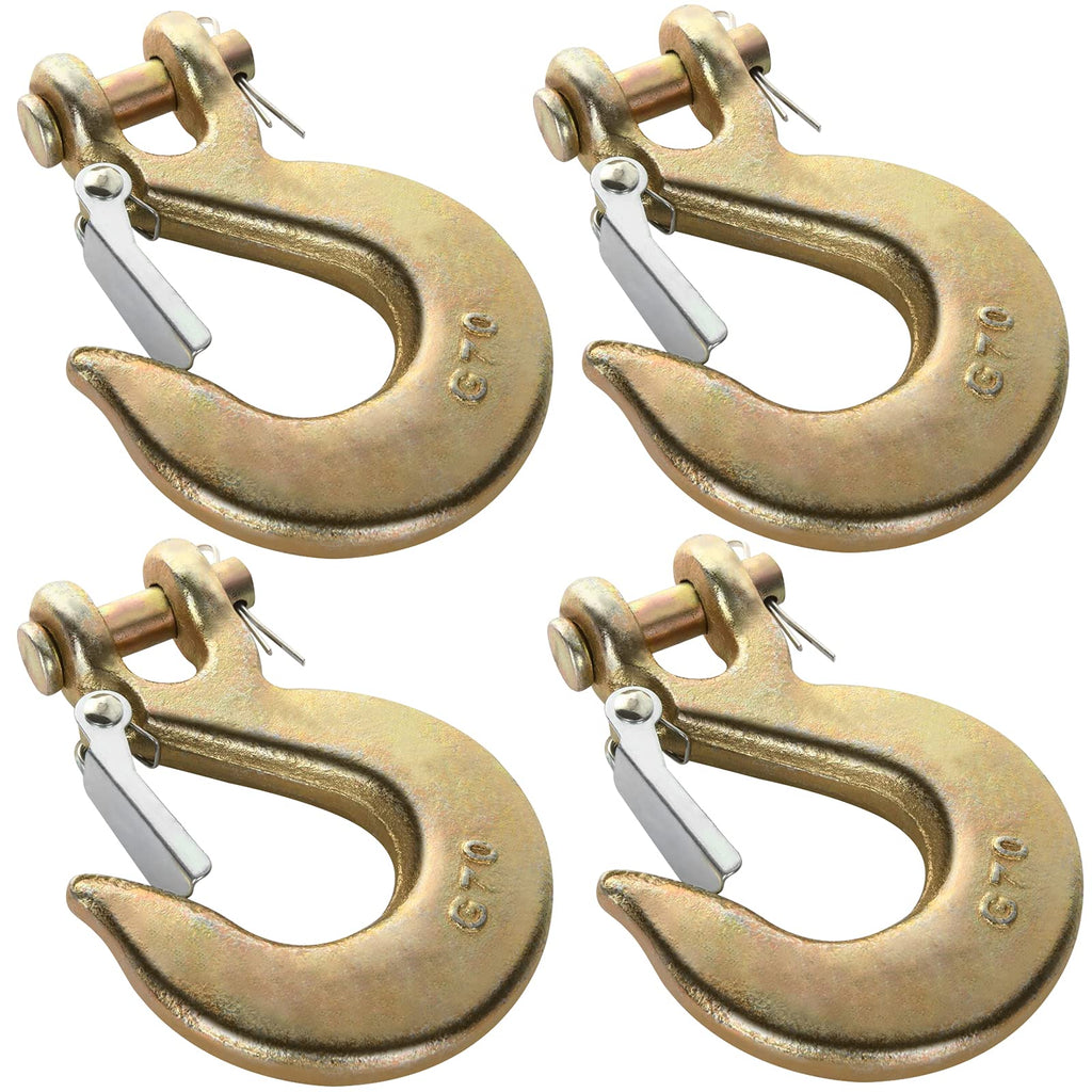 3/8 Inch Heavy Duty Forged Steel Clevis Slip Hook with Latch, 4 Pack Z52487