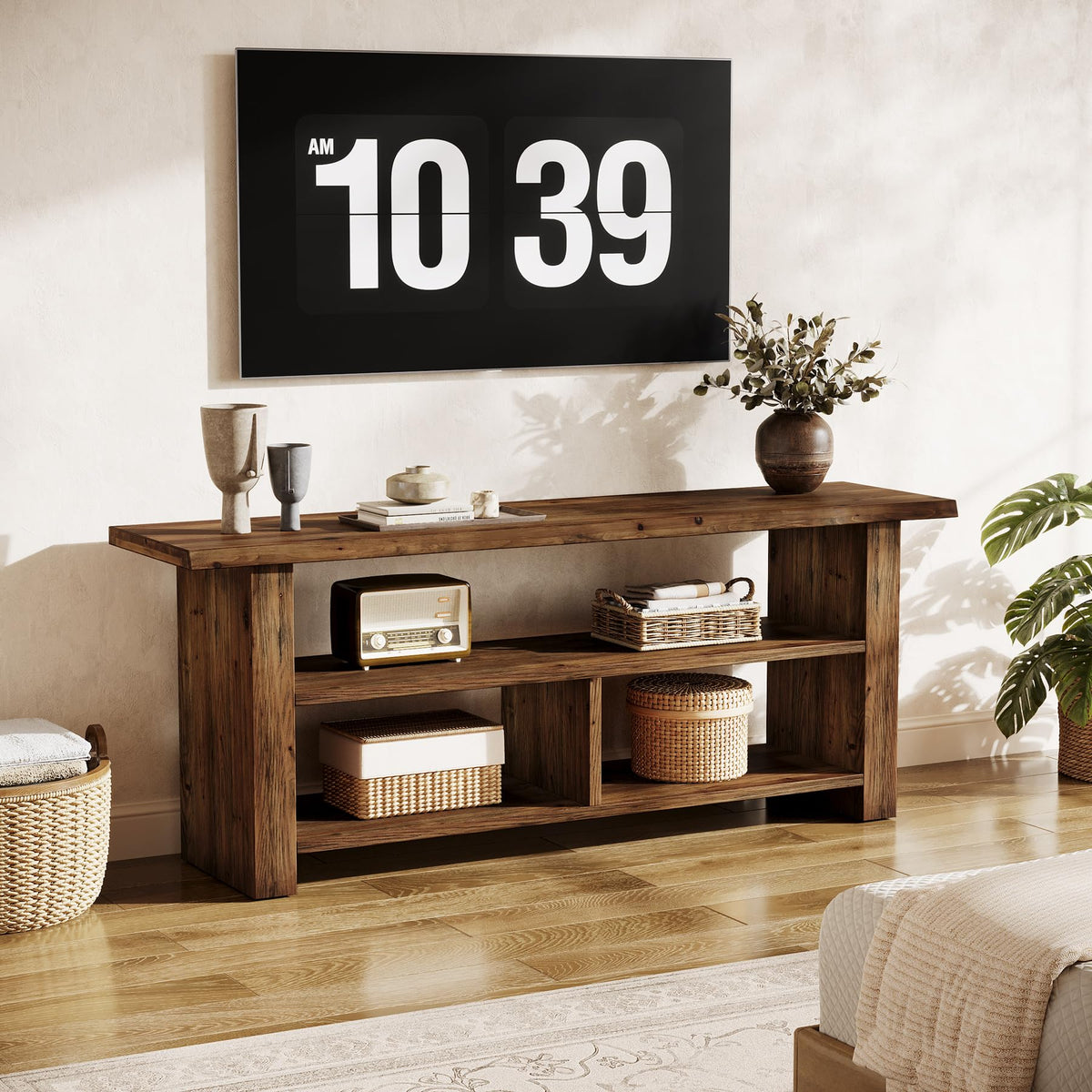 Dark Brown Solid Wood TV Stand D1997