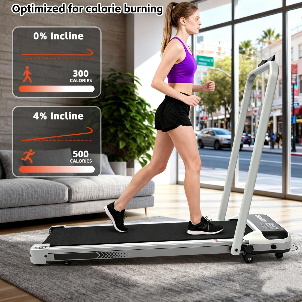 3 in 1 Compact Under Desk Treadmill with Handle Bar P638241