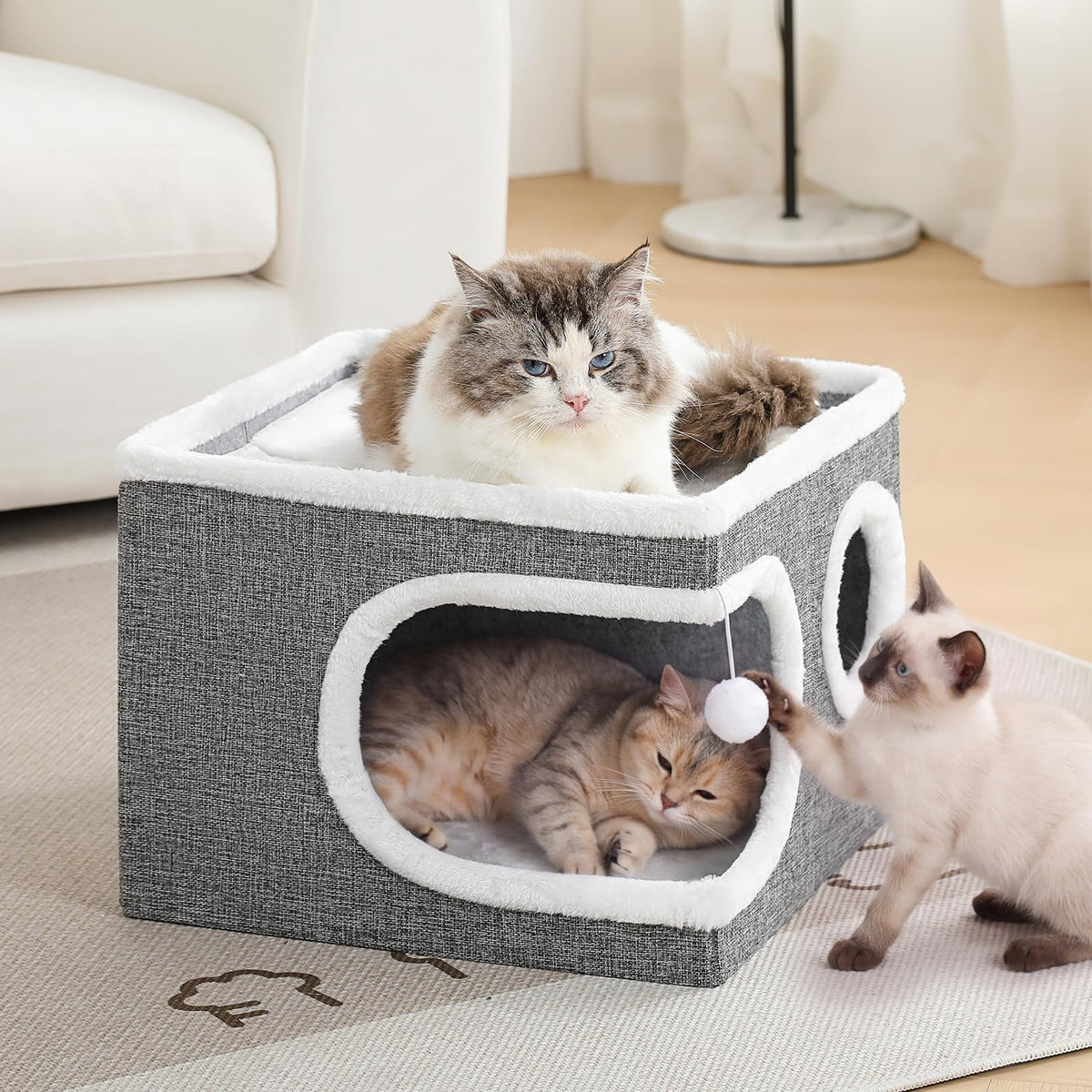 Large Covered Cat Bed Cave, Grey, 16in U315