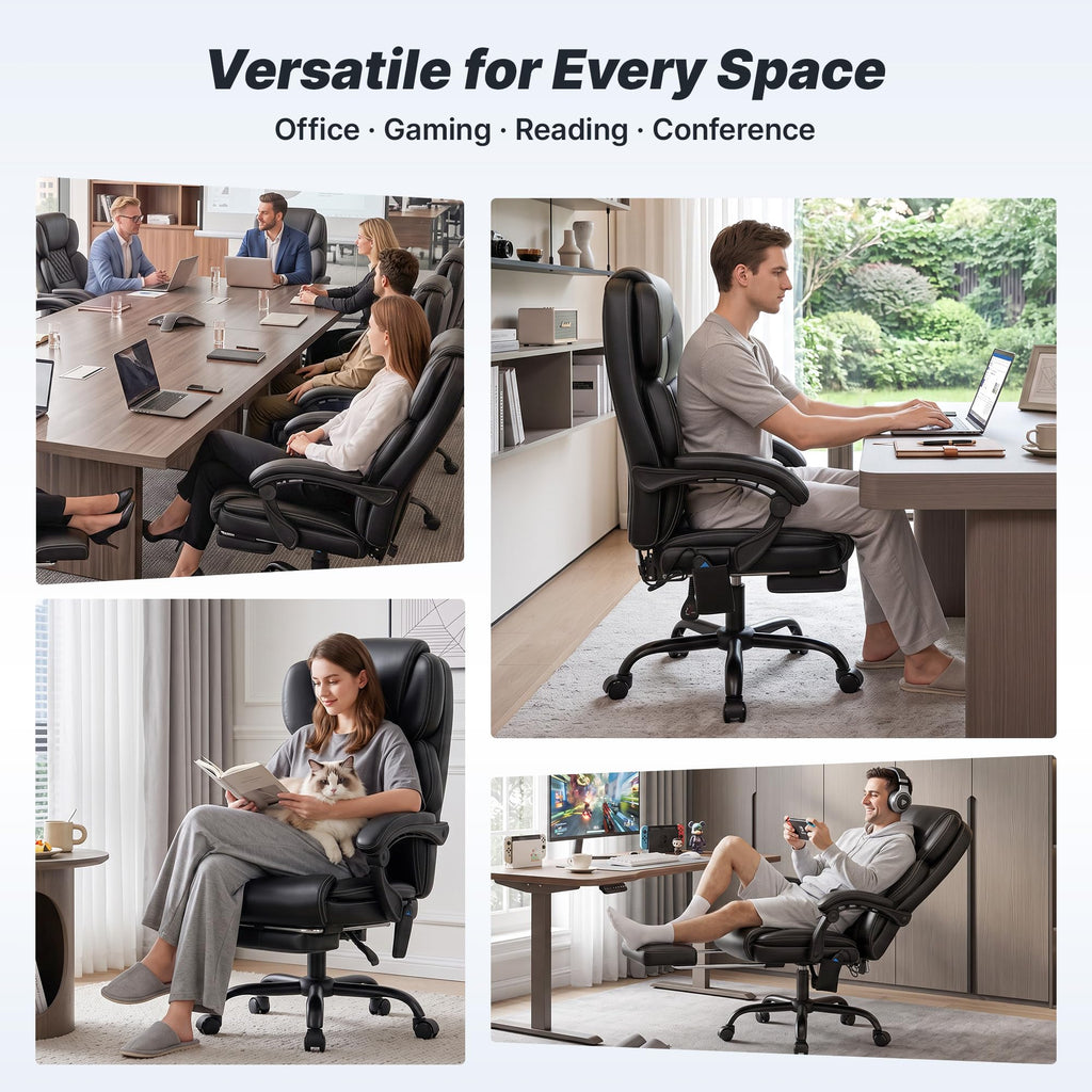 Massage Office Chair with Footrest, Heat and 160° Recline P4267