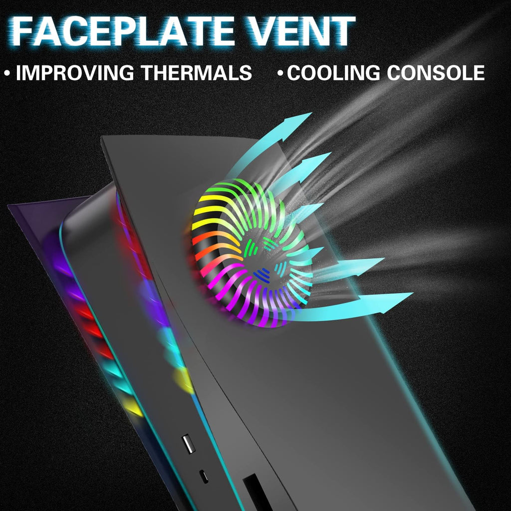 PS5 Faceplates with Cooling Vents LED Lights Black U784219