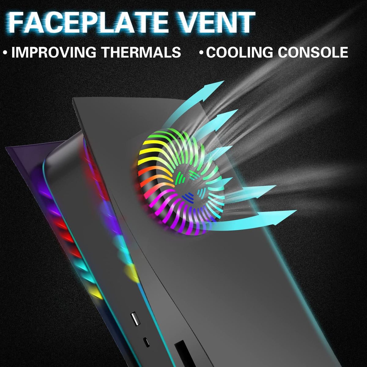 PS5 Faceplates with Cooling Vents LED Lights Black U784219