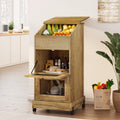 Brown Wooden Potato Storage Bin with Wheel W398