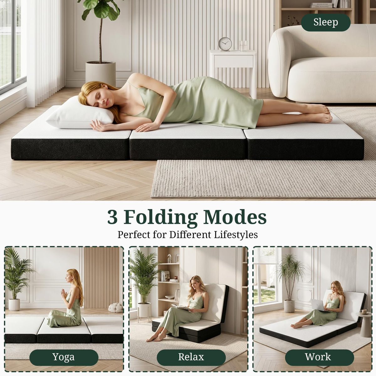3 Inch Twin Tri-Fold Memory Foam Mattress K2660