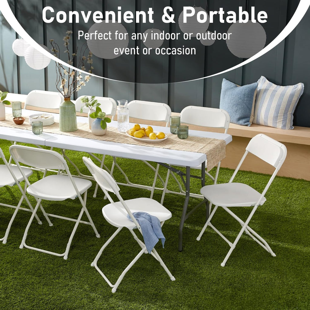 6FT White HDPE Folding Table with Carry Handle N13906