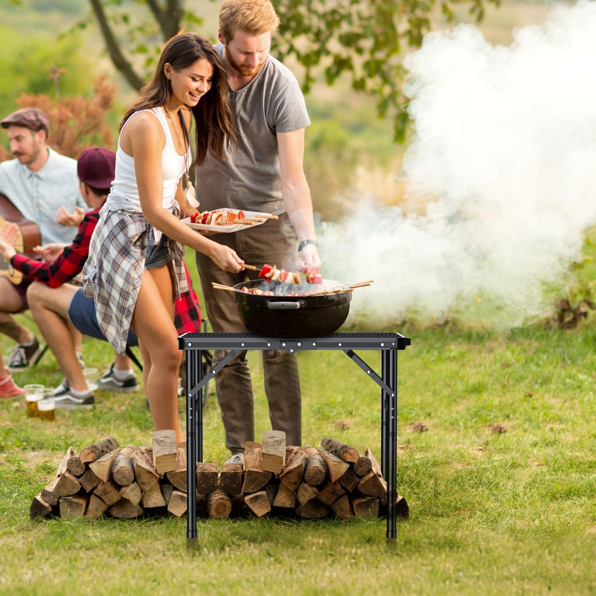 2ft Folding Camping Grill Table Black Z404